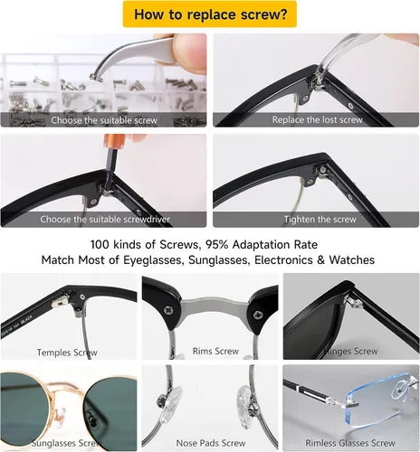Miniatura 7 de Kit de reparación de lentes magnético todo en uno mejorado con lupa, kit de herramientas de reparación con 12 puntas de destornillador