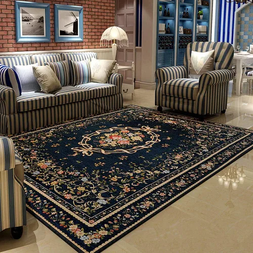 Miniatura 98 de Ukeler - Alfombra rústica con diseño floral para sala, dormitorio, comedor, Country rústico, Azul (luxury blue)
