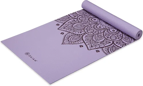 Gaiam - Esterilla de yoga premium de 5mm con estampado, gruesa y antideslizante para todo tipo de yoga, pilates y entrenamientos en el suelo (68" x