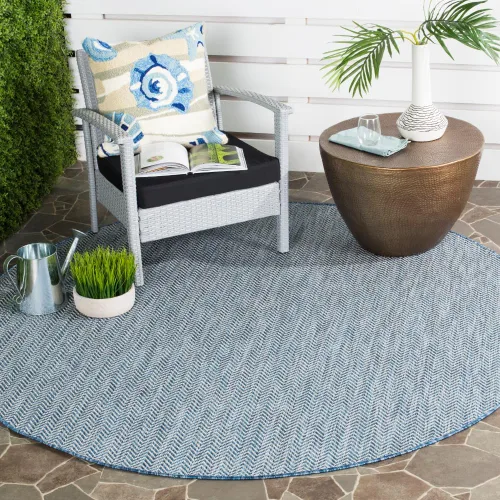 Miniatura 74 de SAFAVIEH Alfombra Lavable para Exteriores Colección Courtyard - Pasillo de 2'3" x 6'7", Azul Marino y Gris, No Desprende Pelusa y Fácil Limpieza