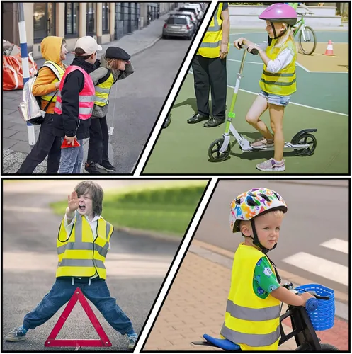 Miniatura 4 de AYKRM Chaleco de alta visibilidad para niños chaleco de seguridad reflectante de alta visibilidad Verde