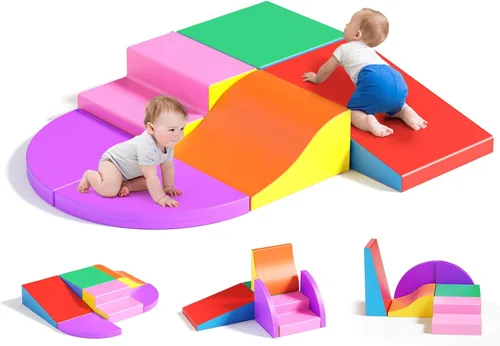 Miniatura 14 de Lischwert Bloques de escalada de espuma para niños pequeños de 1 a 3 años, juego suave de 4 piezas con juguetes de exploración para gatear, bloques