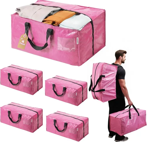 Miniatura 19 de WORKPRO 1 paquete de bolsas de mudanza extra grandes con cremalleras y asas de transporte, correas de mochila, bolsa de almacenamiento resistente