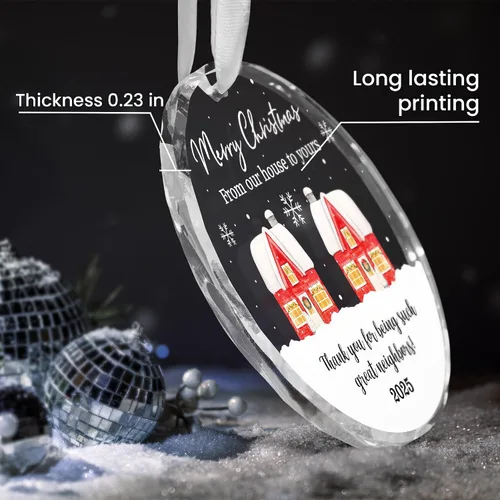 Miniatura 3 de Adorno de Navidad de vecino 2025 – Regalos de Navidad pensados para vecinos, adornos acrílicos para vecinos amigos, mejores amigos, regalos