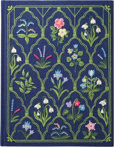 diodrio Cuaderno de bocetos bordado de lujo para mujer, papel pesado de alta calidad, 92 páginas en blanco, libro de bocetos con bordado floral,