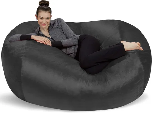 Miniatura 11 de Sofa Sack Funda para silla puff solamente, sin relleno, cómoda funda de repuesto para silla redonda, 5 pies, color carbón Carbón - Solo funda