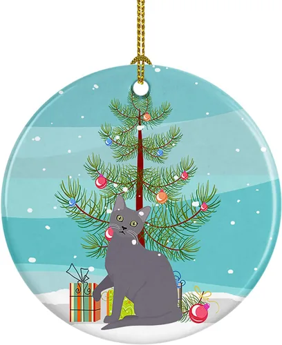 Miniatura 59 de Caroline's Treasures Adorno de cerámica con texto en inglés "Merry Christmas" para colgar en el árbol de Navidad, decoración para el hogar, Navidad
