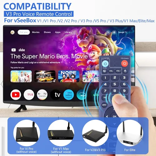 Miniatura 2 de Nuevo control remoto de voz V3 Pro compatible con vSeeBox V1/V2, V3/V2/V1/V5 Pro, V3Plus, Max/Elite/Max Control remoto por voz Bluetooth inteligente