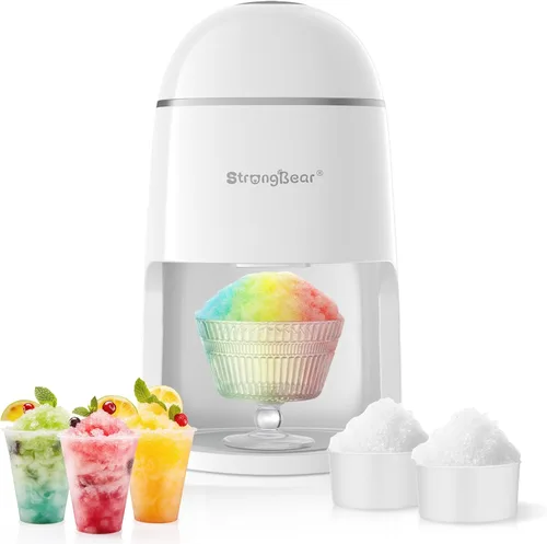 StrongBear Máquina de hielo afeitado con cono de nieve, máquina eléctrica de granizado para afeitadora de hielo, máquina de cono de nieve para