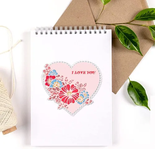 Miniatura 4 de ABTOLS Troqueles de corte de palabras para el día de San Valentín para hacer tarjetas, marco de corazón, troqueles de flores de amor, plantilla