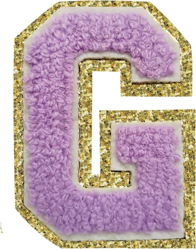 Miniatura 79 de SPRT - Parches de letras de chenilla universitaria con purpurina, parche de letras blancas para planchar con letras del alfabeto para disfraz