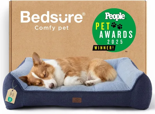 Miniatura 27 de Bedsure Cama ortopédica para perros de tamaño mediano, camas extra gruesas de apoyo para perros medianos con funda impermeable lavable, cómodo sofá