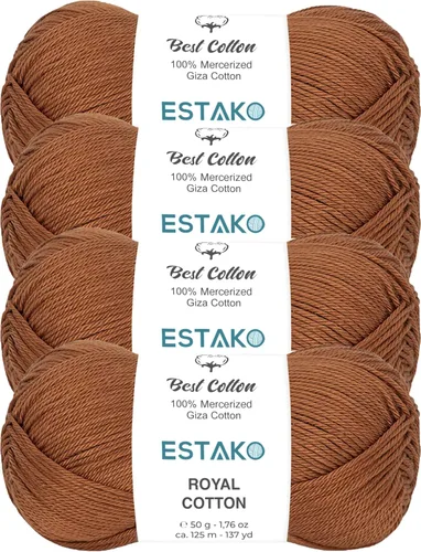 Miniatura 53 de Estako Algodón Royal, 100% hilo de algodón giza mercerizado, suave, súper fino 1 para ganchillo y tejer, 1.76 onzas (50g) / 137 yardas (125m)