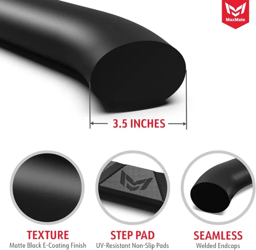 Miniatura 3 de MaxMate Estribos Laterales Ovalados Nerf Bar de 3.5" Compatibles con Nissan Titan 2004-2015/2017-2024; Titan XD 2016-2024 Crew Cab SS2N35108MX