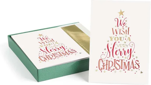 Miniatura 14 de Masterpiece Adorno Navideño Brillante Tarjetas de Navidad / Juego de 16 Tarjetas Navideñas en Caja con Acentos de Papel Aluminio Plateado y Sobres