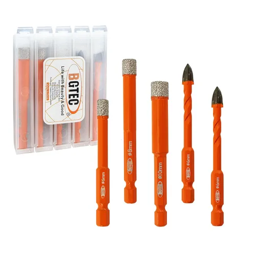 Miniatura 10 de BGTEC Juego de brocas de diamante 6 piezas - 5 mm*2+6 mm*2+8 mm con punta de destornillador PH2 para azulejos de porcelana, mármol, granito