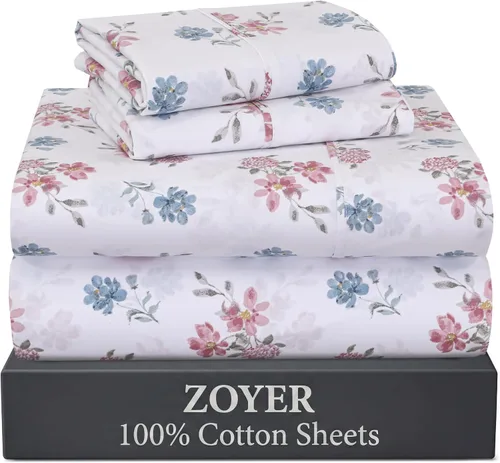 Miniatura 42 de ZOYER Sábanas de 100 % algodón percal tamaño individual, refrescantes y transpirables, duraderas, con una sensación nítida, suave y cómoda, bolsillo