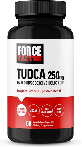 Force Factor TUDCA Suplemento de apoyo hepático, potente sal biliar para la salud de la vesícula biliar y la salud del hígado, ácido