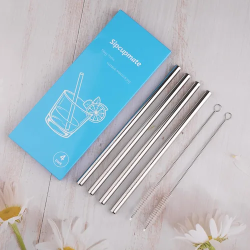 Miniatura 6 de Repuesto de popote de metal compatible con botellas Owala FreeSip Sway de 30 onzas, 4 popotes reutilizables de acero inoxidable y 2 cepillos