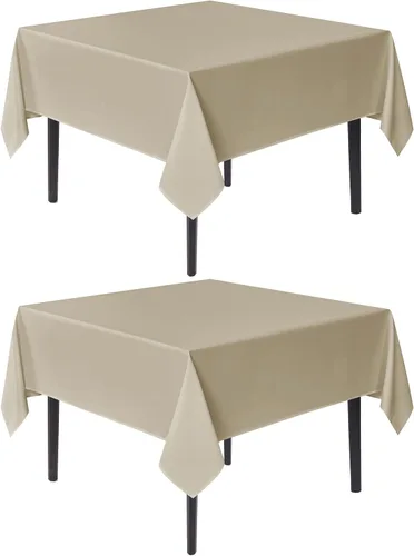 Miniatura 19 de Sancua Manteles cuadrados pequeños de 36x36 pulgadas - Mantel beige para mesas cuadradas o redondas, mantel de poliéster lavable para mesas