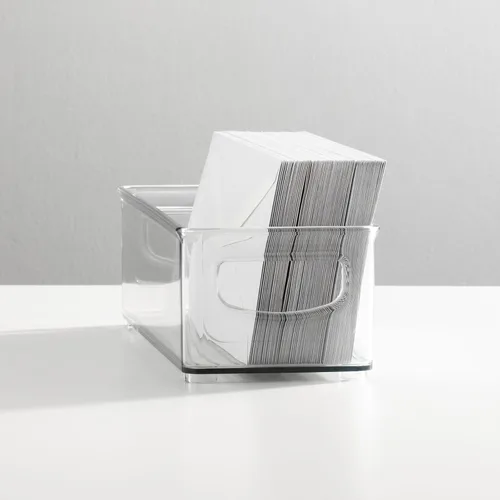 Miniatura 2 de mDesign - Contenedores pequeños de plástico para almacenamiento de oficina con asas para organización en gabinete de archivos, estante de armario