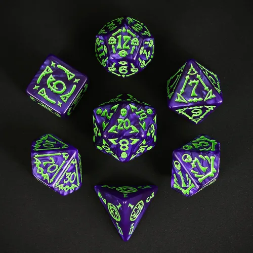 Miniatura 14 de Juego de dados DND de 7 dados poliédricos con una bolsa de dados de cuero, juego de dados D&D para juegos de mesa RPG (negro)