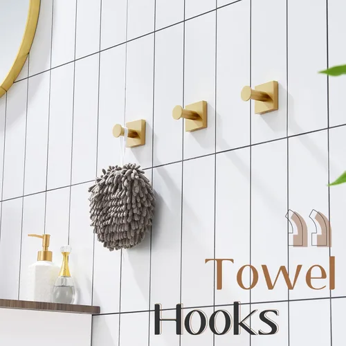 Miniatura 8 de KOKOSIRI Ganchos para Toallas de Baño para Pared de Ducha, Colgadores de Toallas, Ganchos para Bata de Baño para Puerta, Cocina, Armario, Acero Oro