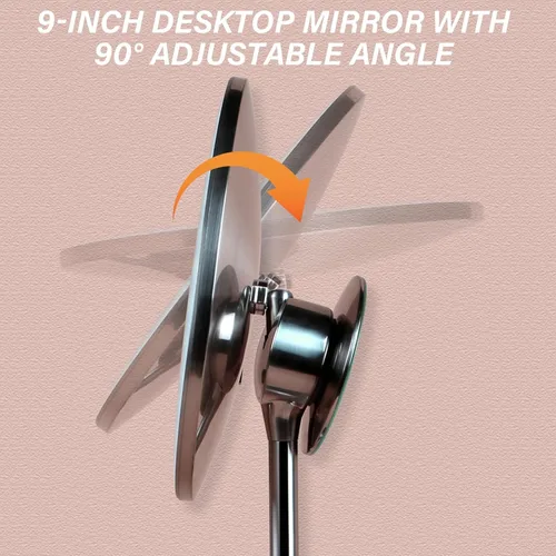 Miniatura 5 de Espejo de maquillaje de 9 pulgadas con luces, aumento de 5X y 10X, diseño magnético delantero/trasero, recargable e inalámbrico, atenuación táctil
