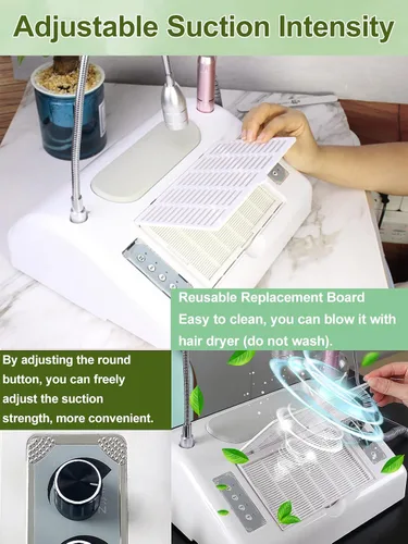Miniatura 3 de Colector de polvo de uñas 5 en 1, máquina profesional de taladro eléctrico de uñas de 30000 rpm, lámpara de uñas LED UV para manicura en salón