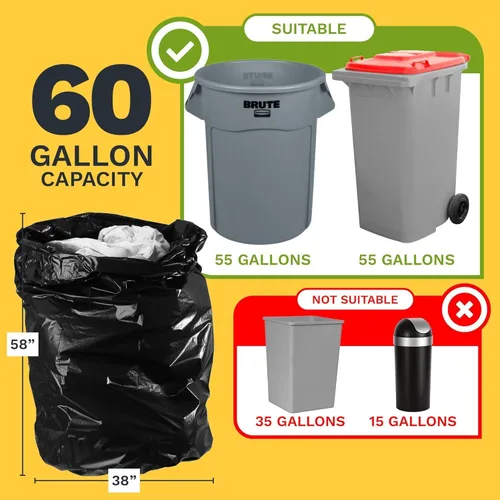 Miniatura 2 de ToughBag Bolsas de basura de 55-60 galones (100 unidades) (negro, 58 x 38 pies)