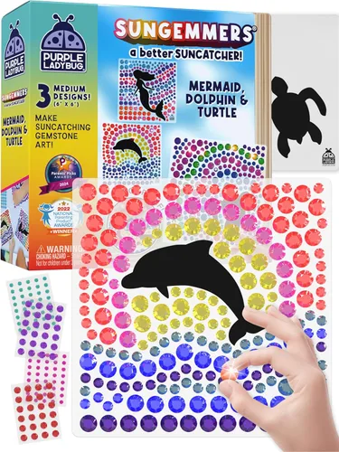 SUNGEMMERS - Kit de atrapasoles para ventana de gemas para niños de 6 a 8, 9, 10, 11 y 12 años, regalos de cumpleaños para niñas de 7 años, Sirena