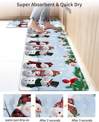 Miniatura 4 de Tapete de baño de muñeco de nieve para bañera, antideslizante, de secado rápido y absorbente, tierra de diatomeas, fregadero, dormitorio, cocina