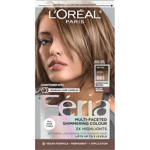 Miniatura 81 de L'Oreal Paris Feria - Tinte permanente multifacético y brillante, 60 Crystal Brown (castaño claro), paquete de 1 60 marrón claro