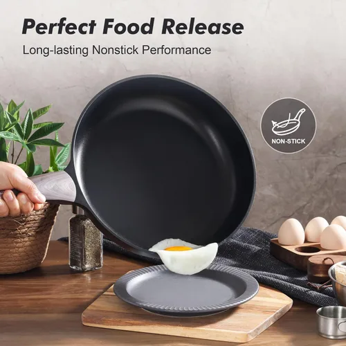 Miniatura 2 de SENSARTE Sartén Antiadherente con Tapa de 9.5 Pulgadas, Sartén para Tortillas sin Pegamento, Cocina Saludable, Sartén de Chef con Cubierta, Libre