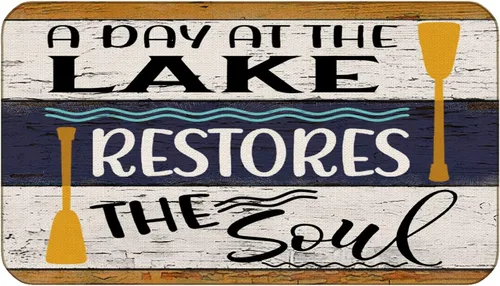 BXFAHZJ A Day at The Lake Restores The Soul - Tapete para puerta de casa de campo con temática de lago, 17 x 30 pulgadas, decoración para interior y