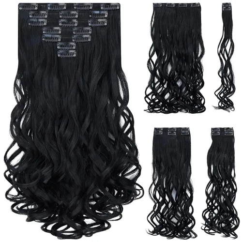 Miniatura 31 de SYXLCYGG Extensiones de cabello rubio, 2 unidades, extensiones de cabello con clip de 22 pulgadas, 5 onzas, lacio, sintético, esponjoso, rubio