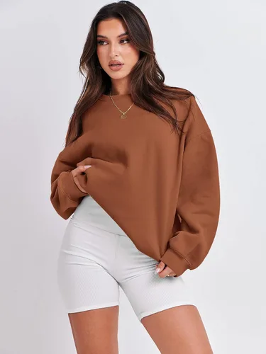 Miniatura 2 de ANRABESS Sudaderas de gran tamaño con capucha para mujer, cuello redondo, sin botones, ropa casual de otoño, ropa de preparación, adolescentes