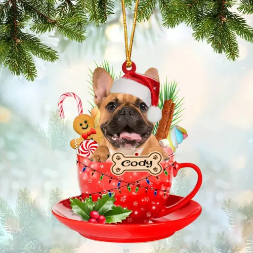 Miniatura 64 de NAZENTI Adorno personalizado de Alaskan Malamute en taza roja, adorno de Navidad personalizado para perros amantes de las mascotas, colgante