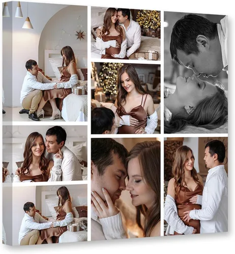 Miniatura 14 de DOARTDO 6 fotos de collage de fotos en lienzo, impresiones en lienzo personalizadas con tu familia, amigos y mascotas, marco de decoración de pared