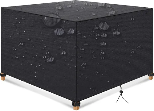 Miniatura 9 de Funda de mesa para exteriores, fundas de mesa de patio para muebles de exterior con cordón resistente al viento, impermeable, fundas rectangulares