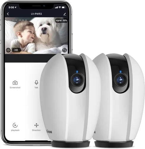 Miniatura 10 de LaView Cámaras de seguridad para el hogar + 2 tarjetas SD de 32 GB, cámara de seguridad PT para el hogar con detección de movimiento, audio Negro