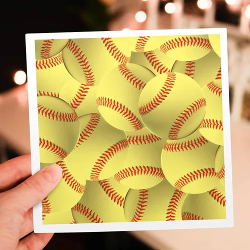 Miniatura 7 de 3dRose Juego de 12 tarjetas de felicitación con patrón de softbol amarillo y rojo con diseño de bolas blandas Deportivas Deportivas Deportivas Juego