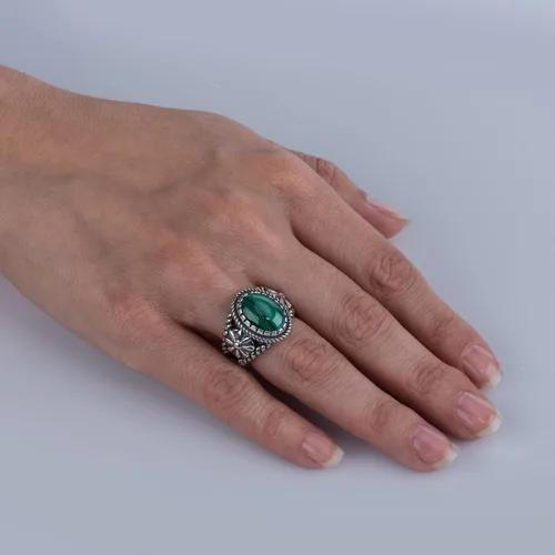 Miniatura 2 de American West Jewelry Anillo de plata de ley para mujeres y hombres, elección de piedras preciosas de inspiración nativa, tallas 5 a 13