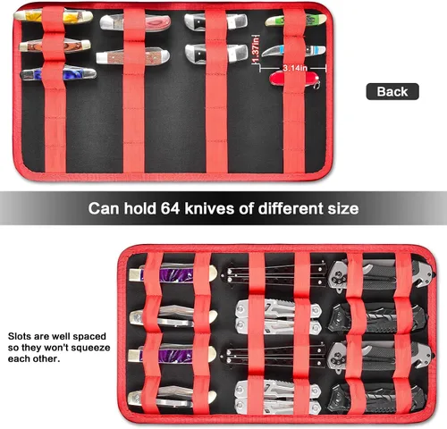 Miniatura 4 de Estuche de exhibición de cuchillos para más de 64 cuchillos de bolsillo, fundas plegables para cuchillos para colecciones, soporte de bolsa