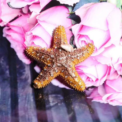 Miniatura 6 de Vals F estrella de mar Joyero con bisagras anillo con soporte pintado a mano figura coleccionable