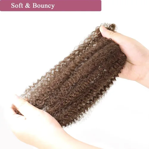 Miniatura 4 de HAPPY&CC Afro Kinkys - Extensiones de cabello humano a granel para extensiones de rastas de 10 pulgadas, 1.76 onzas, #4, color marrón degradado a