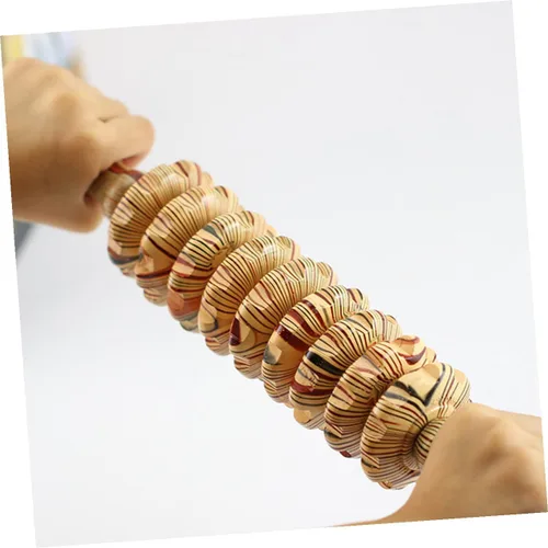 Miniatura 3 de POPETPOP Rodillo masajeador abdominal de mano de nueve ruedas de madera, herramienta de alivio muscular multifunción para terapia corporal, masaje