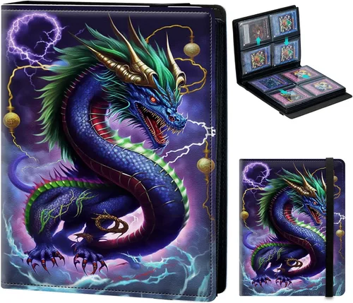 Miniatura 14 de Rading - Carpeta de tarjetas para Pokémon, béisbol, fútbol, hockey, fútbol, deporte, TCG, MTG, Yugioh, tarjetero con 4 bolsillos, funda de 160