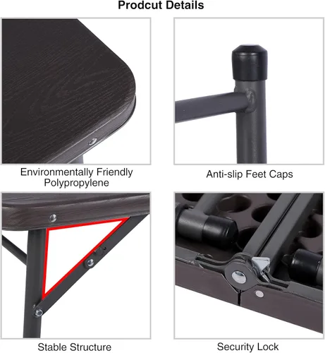 Miniatura 5 de REDCAMP Mesa plegable cuadrada de 48 pulgadas con parte superior de resina, mesas de tarjetas pequeñas plegables portátiles para adultos, uso