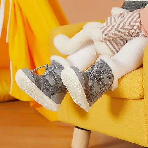 Miniatura 3 de BMCiTYBM Botas de nieve para bebés y niños pequeños, zapatos de invierno para niños y niñas, zapatos de bebé de piel sintética para clima frío